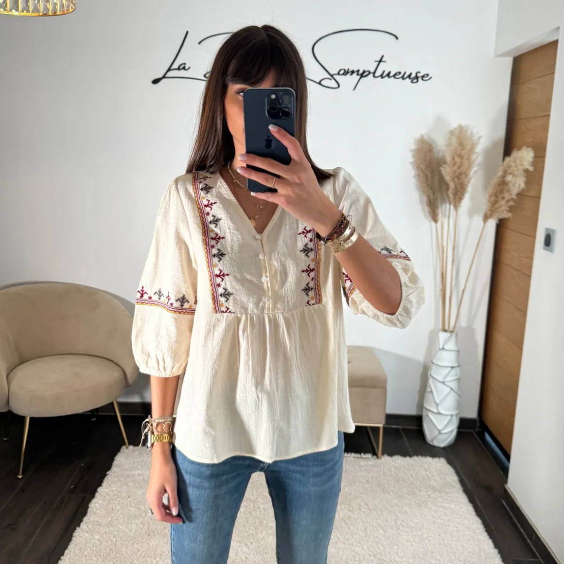 BLOUSE EN LIN INDIA