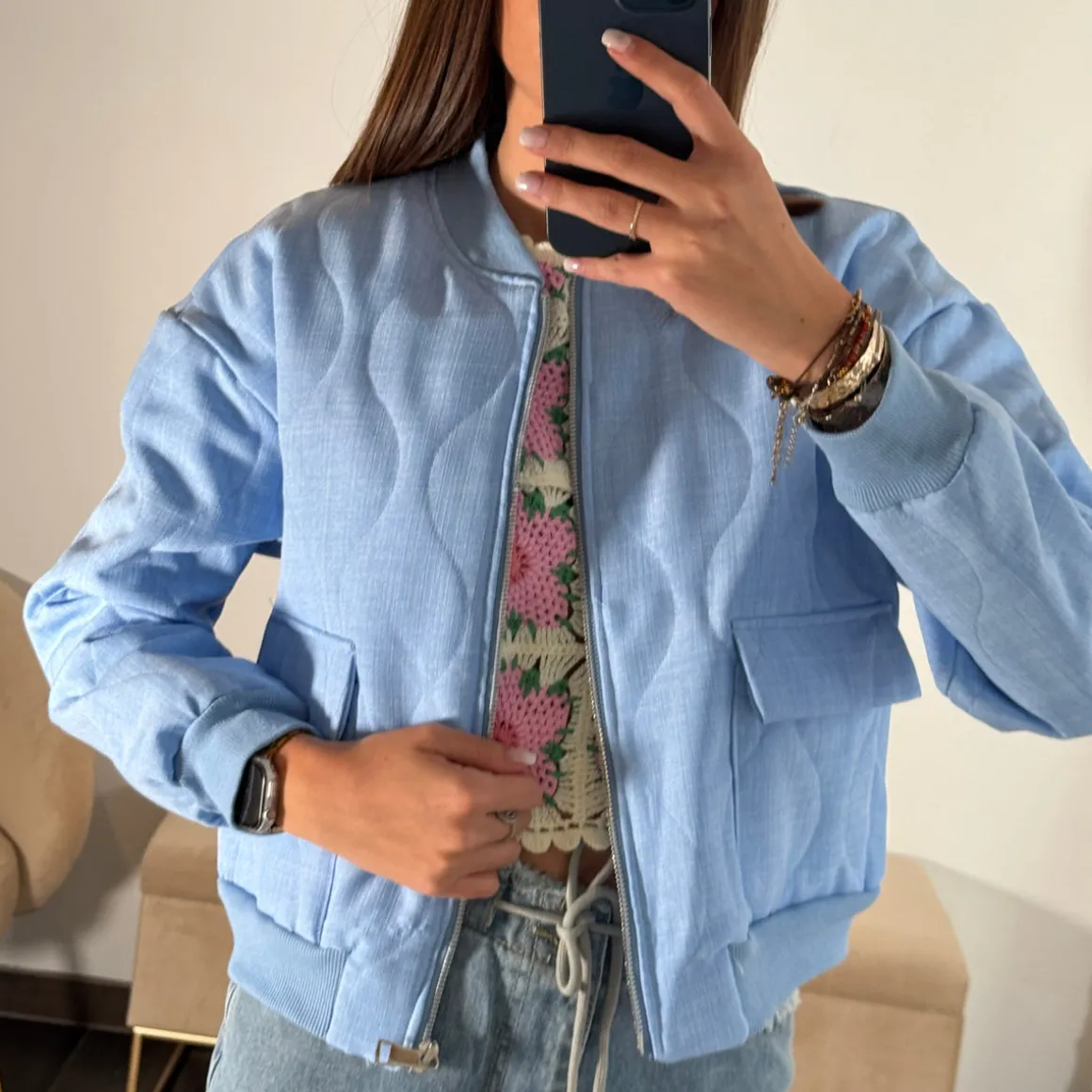 BOMBERS BLEU MATELASSE THEO