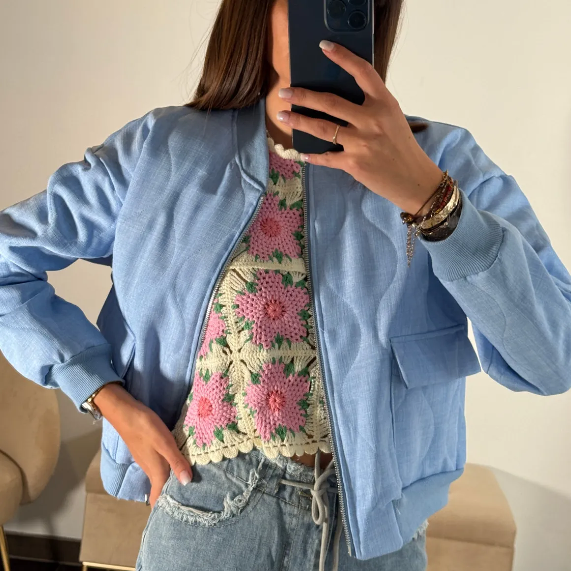 BOMBERS BLEU MATELASSE THEO