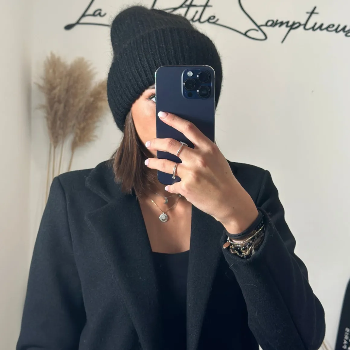 BONNET NOIR AIDEN EN LAINE