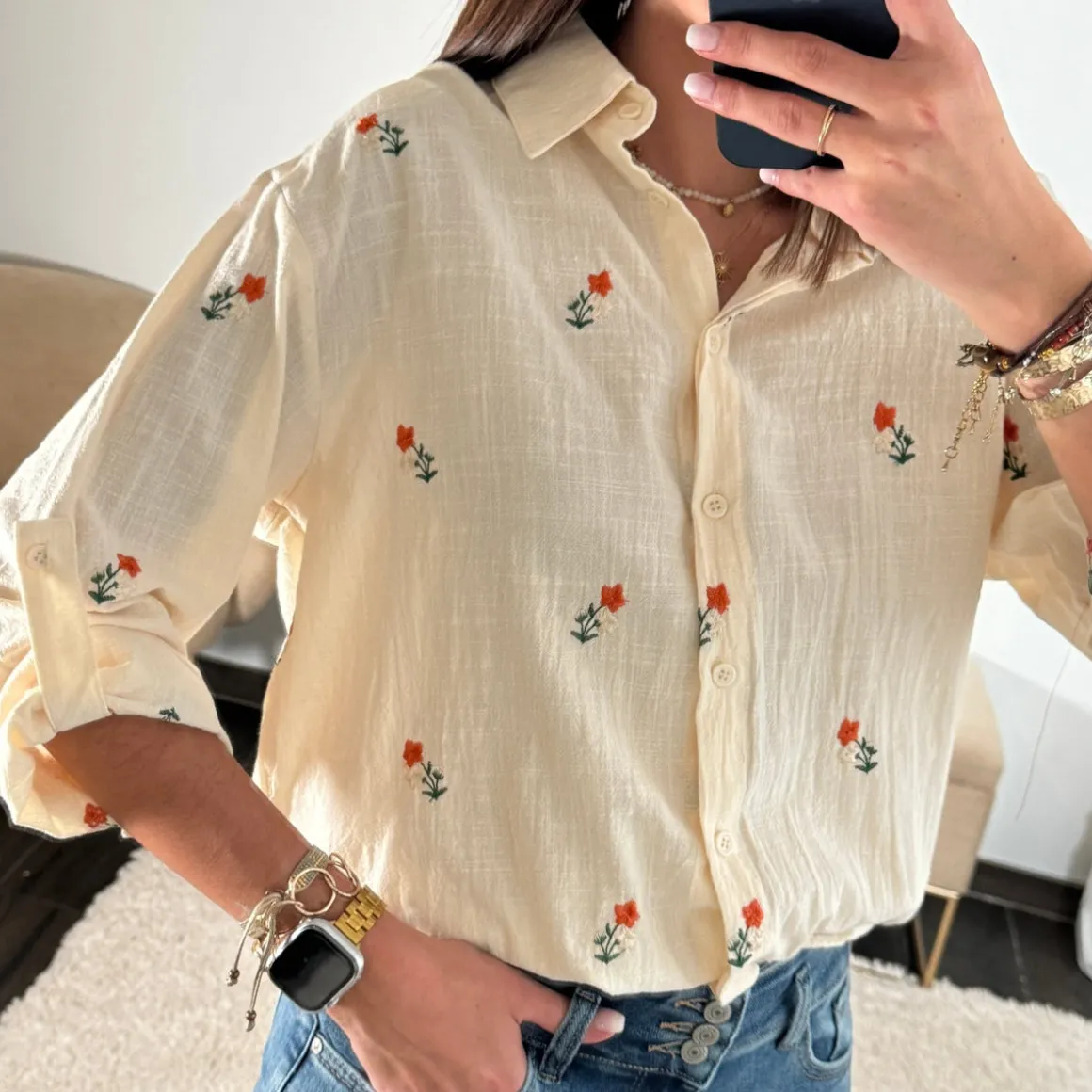 CHEMISE BEIGE FLORA