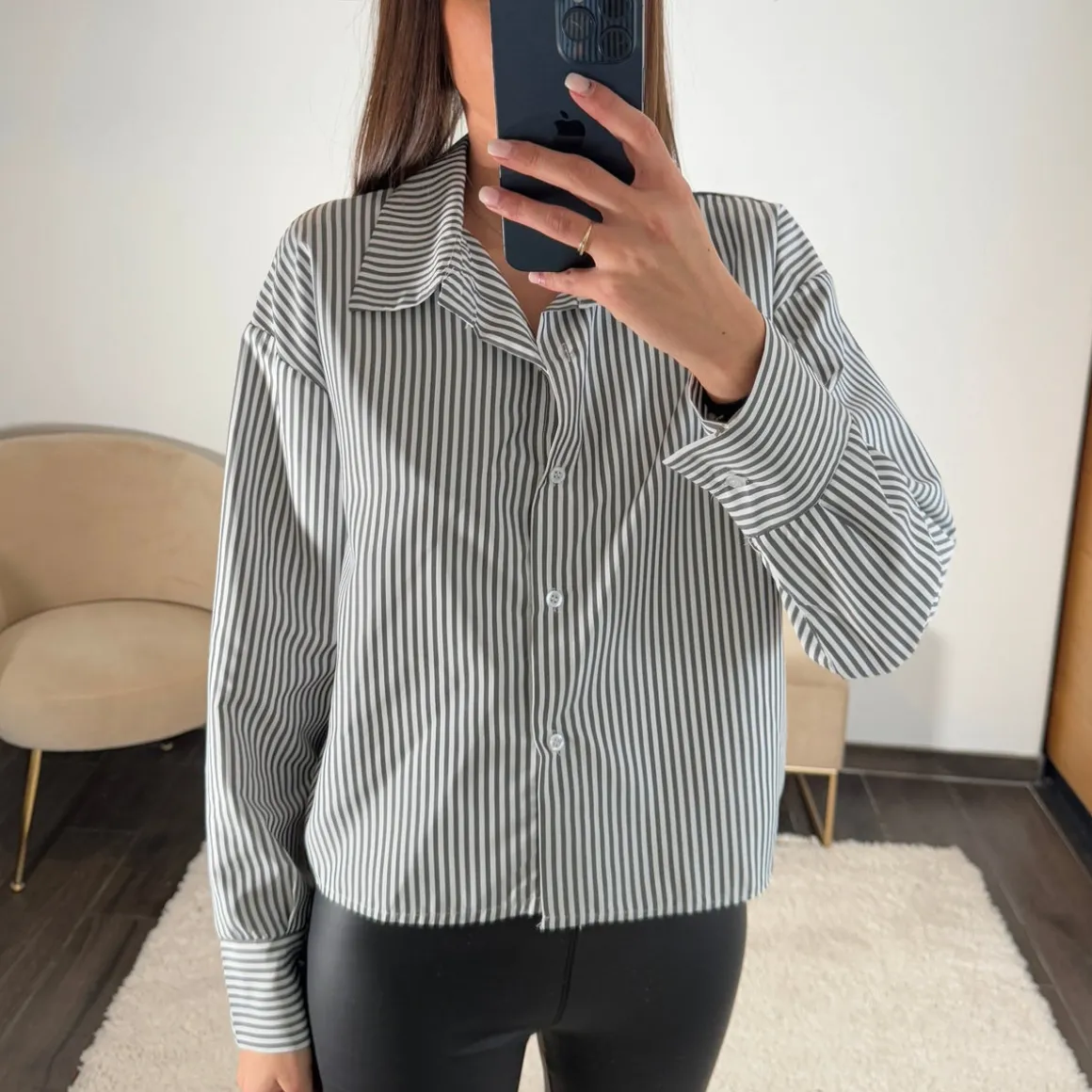 CHEMISE DOS NU RAYE GRISE LOUNA