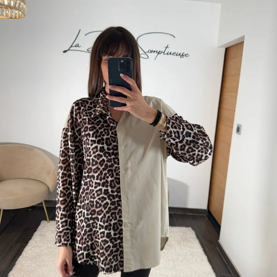 CHEMISE LEOPARD ET BEIGE TRECY