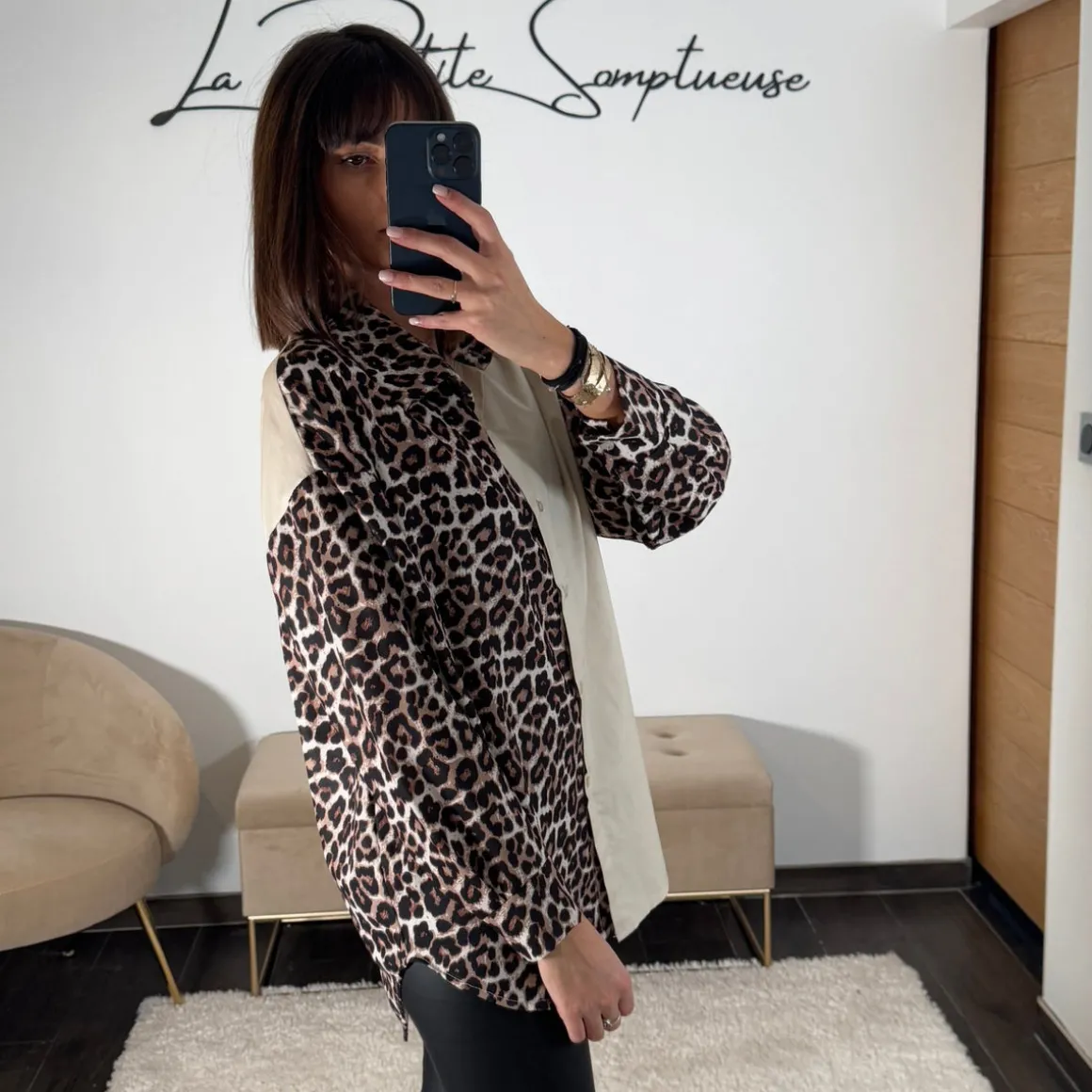 CHEMISE LEOPARD ET BEIGE TRECY