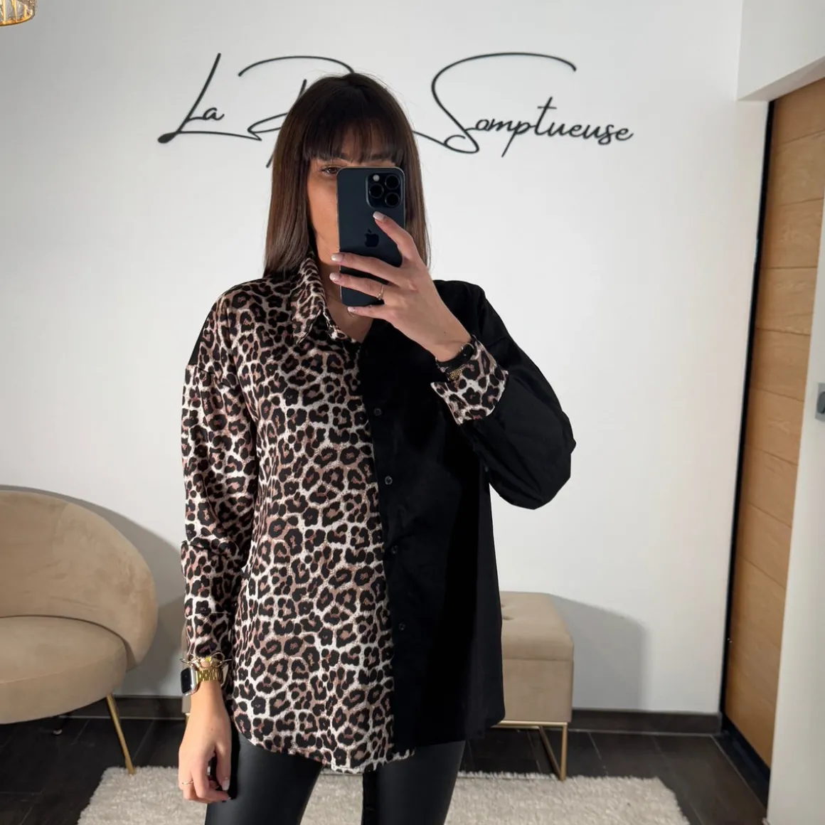 CHEMISE LEOPARD ET NOIR TRECY
