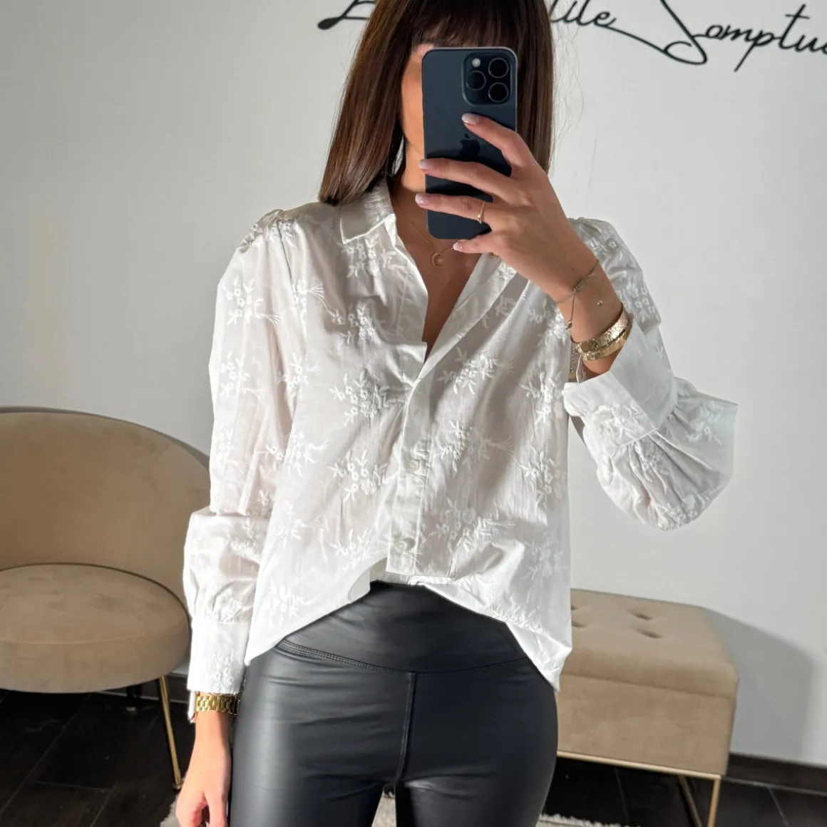 CHEMISIER BLANC BRODERIE FLEURIE LYAM