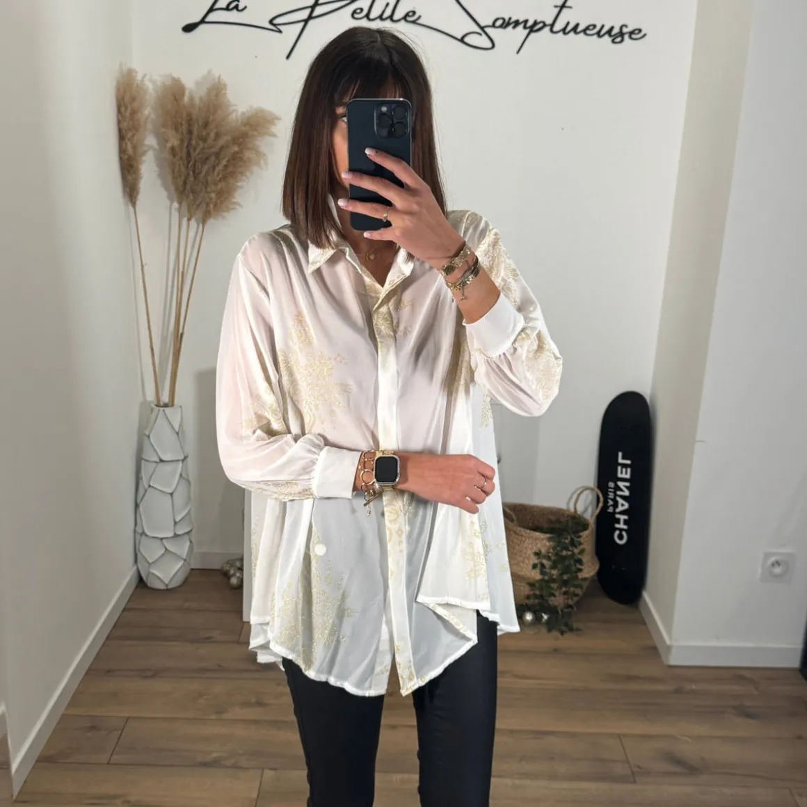 CHEMISIER BLANC ET DOREE ALIA