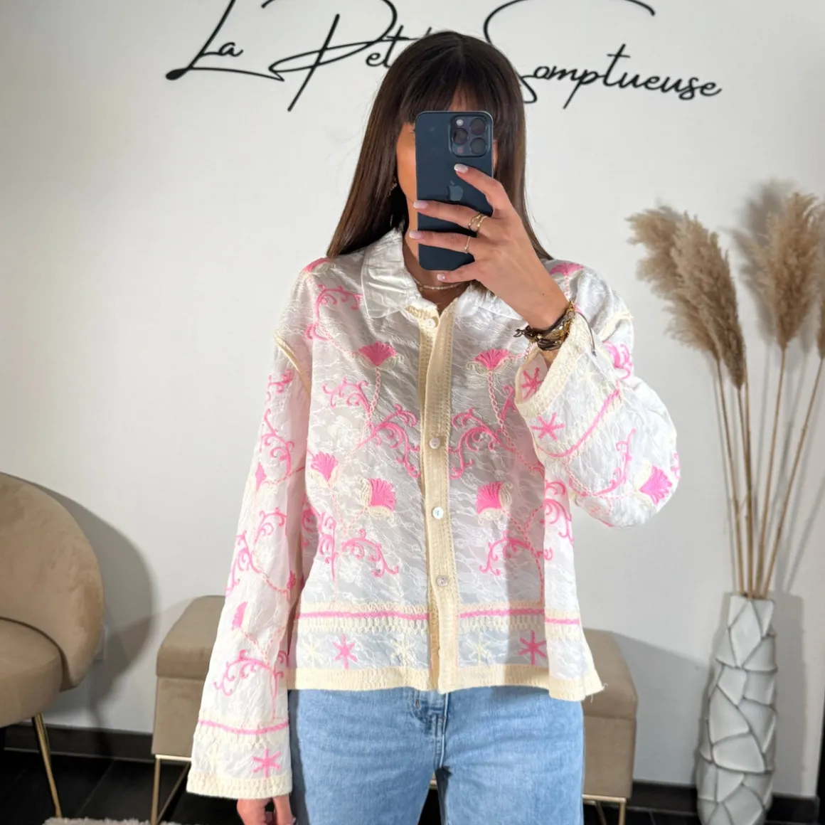 CHEMISIER BLANC ET ROSE MAGGY
