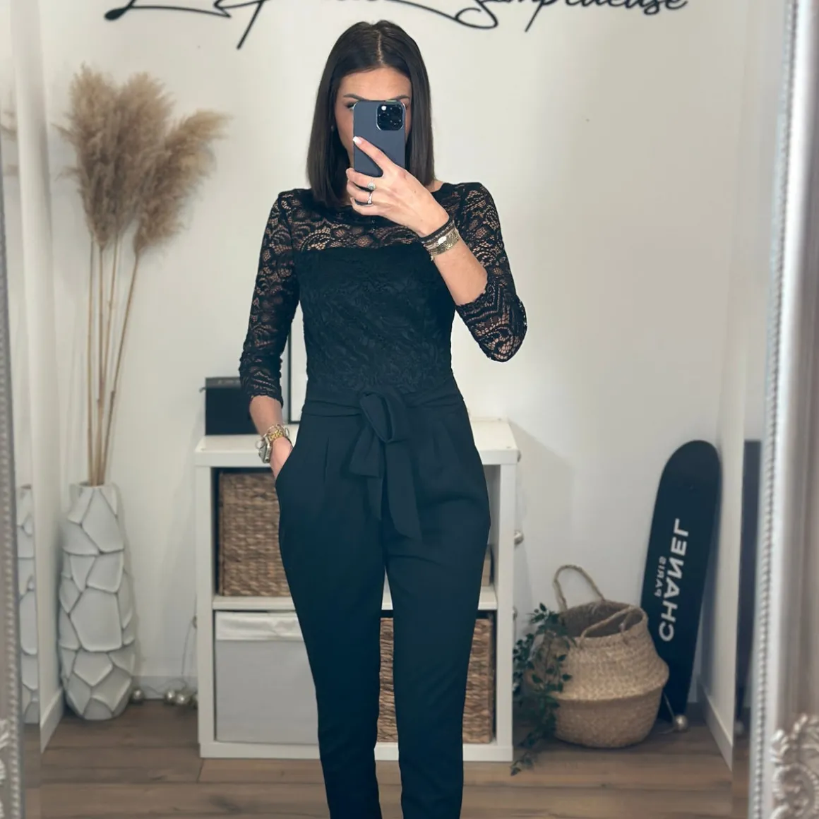 COMBINAISON PANTALON NOIRE DENTELLE GINA
