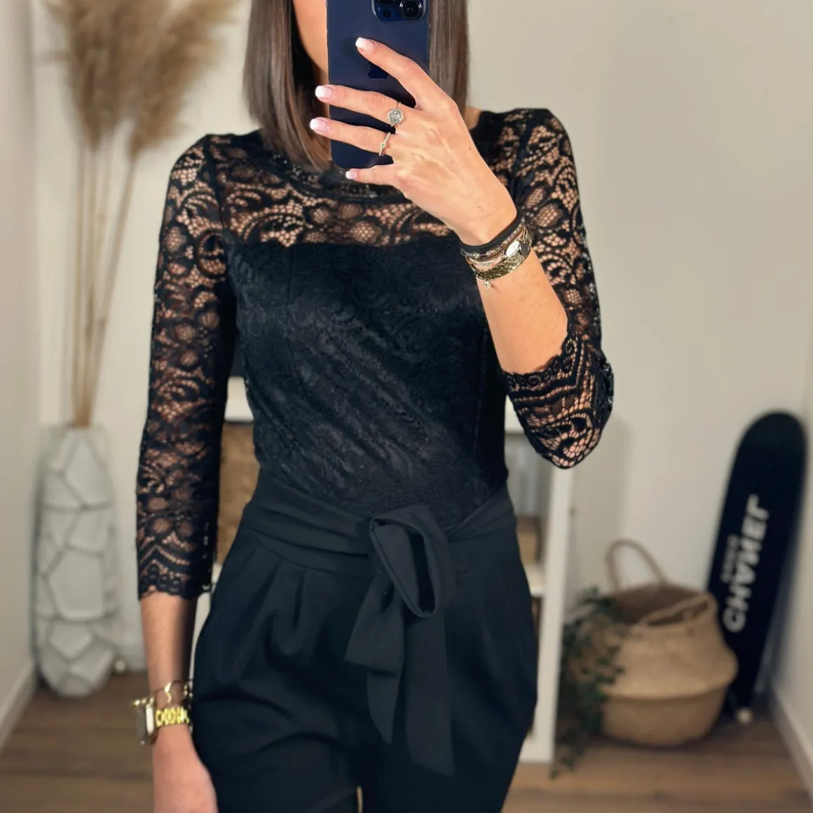 COMBINAISON PANTALON NOIRE DENTELLE GINA
