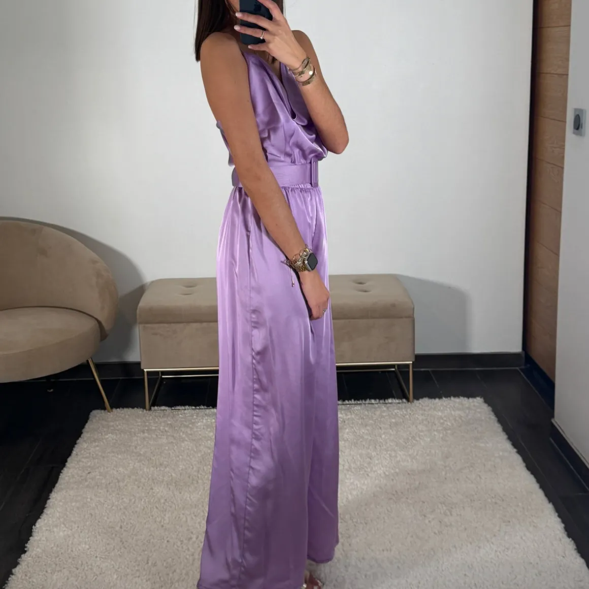 COMBINAISON SATIN LILAS LOLA