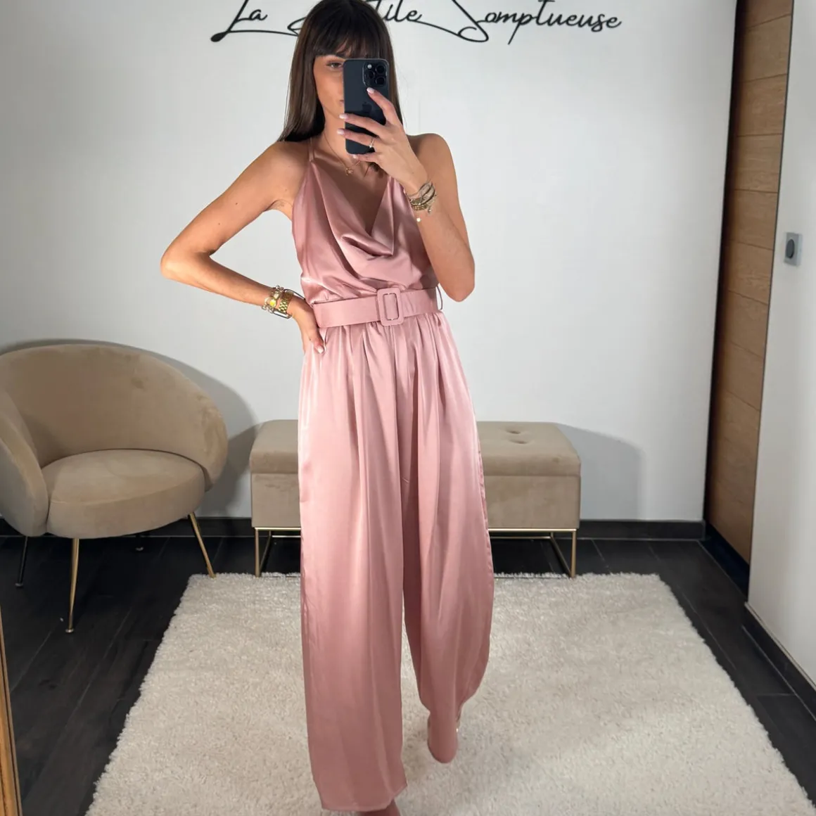COMBINAISON SATIN ROSE LOLA