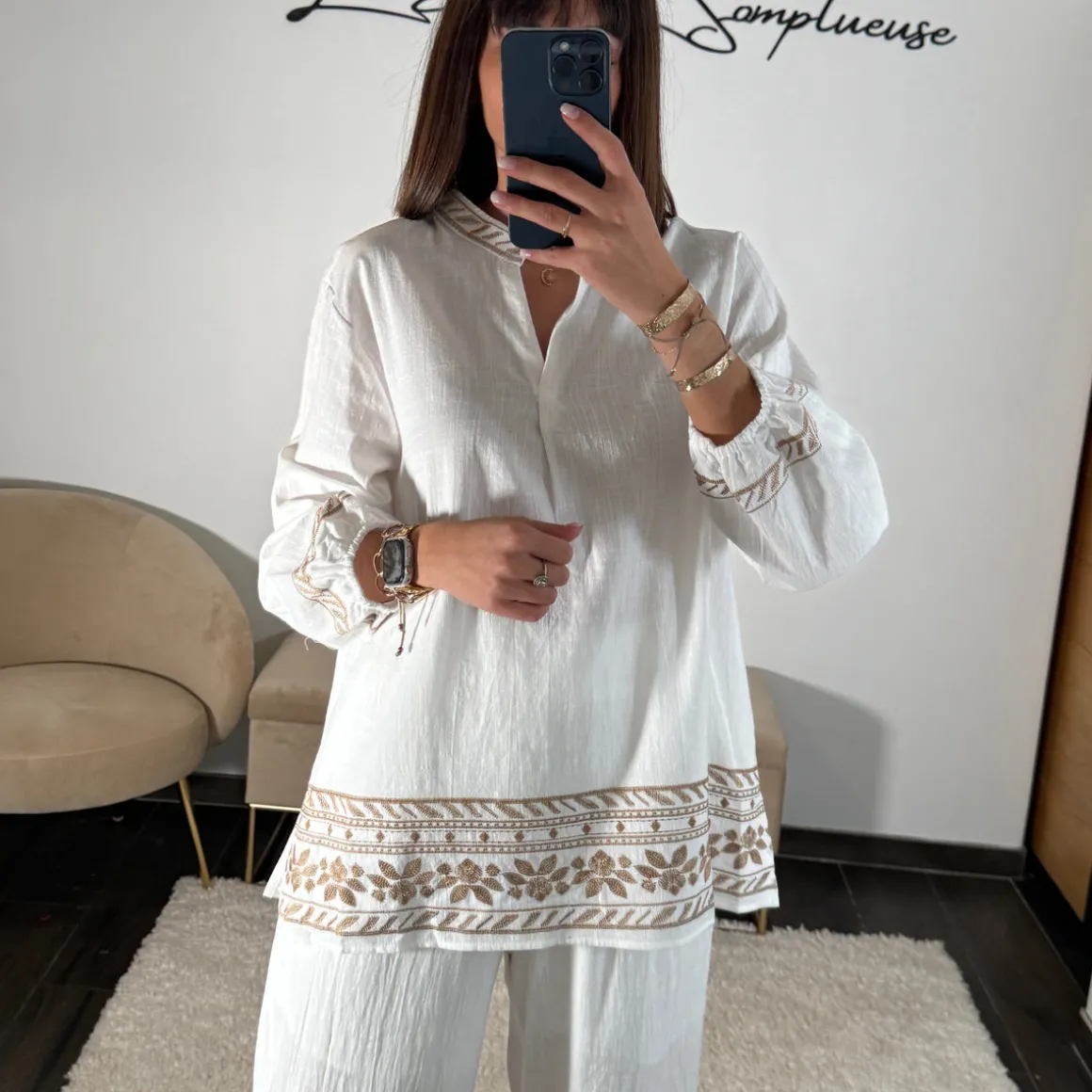 ENSEMBLE BLANC LIN NORA