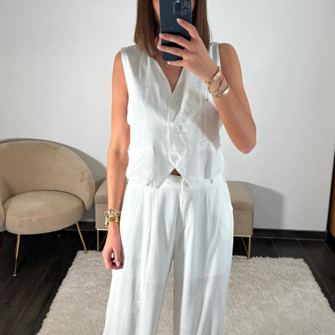 ENSEMBLE EN LIN BLANC YANA