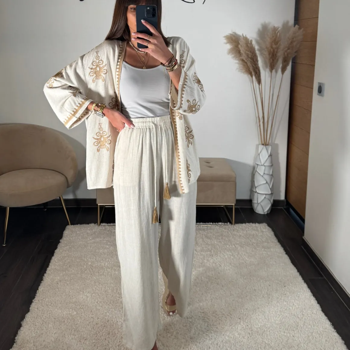 ENSEMBLE LIN BEIGE CALLA