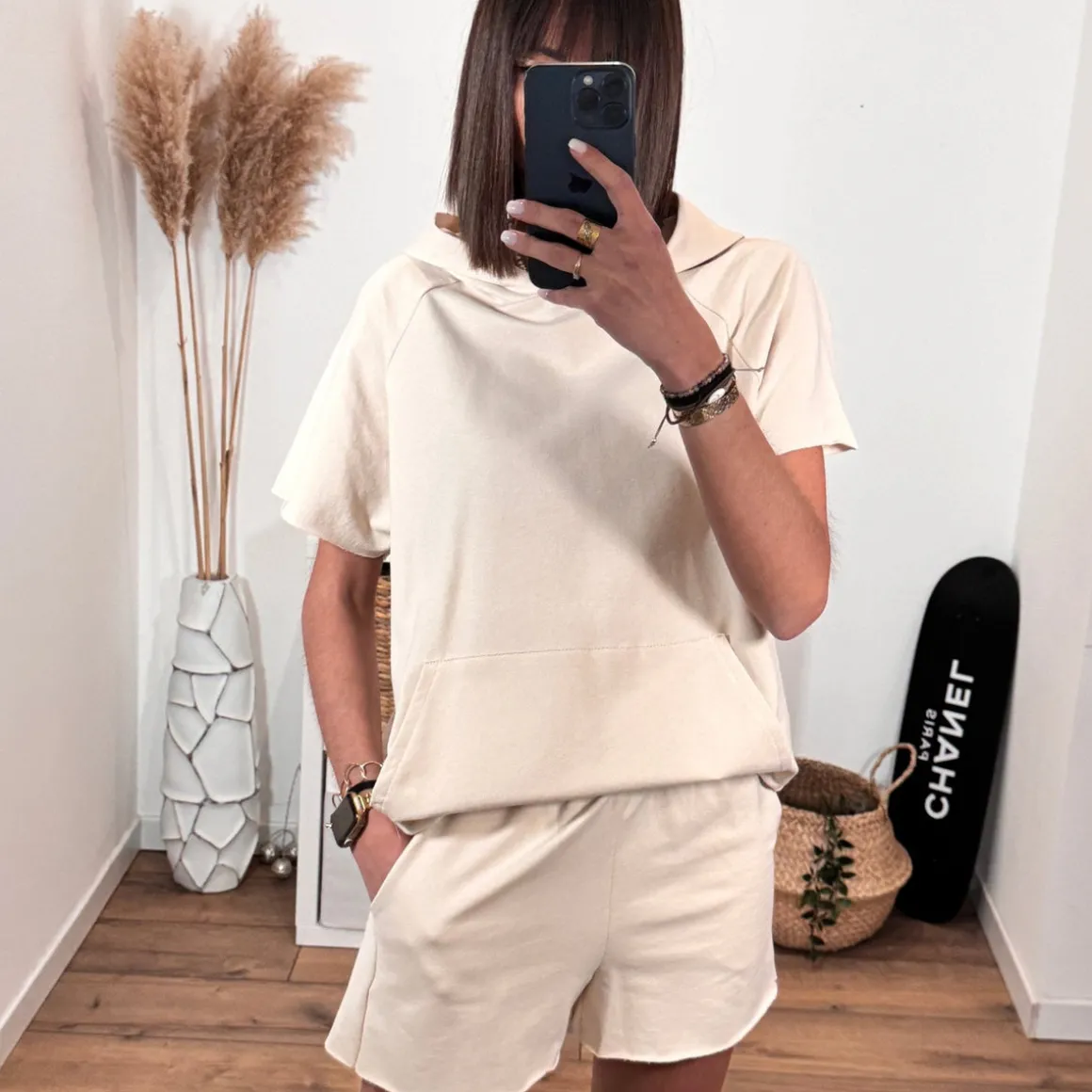 ENSEMBLE SWEAT + SHORT BEIGE