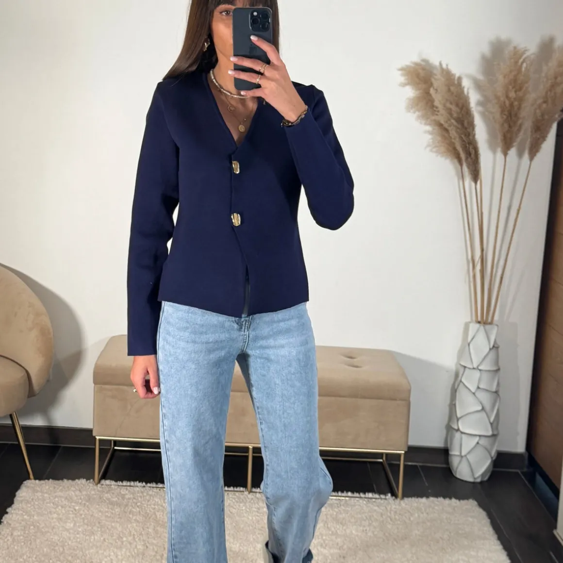 GILET BLEU MARINE MOKA
