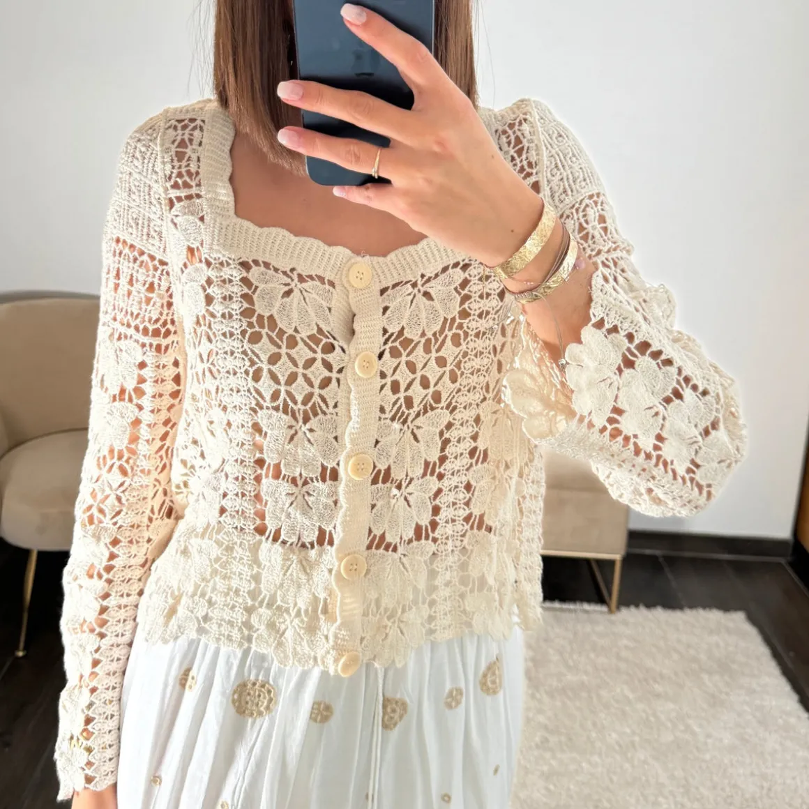 HAUT CROCHET BEIGE SILOE