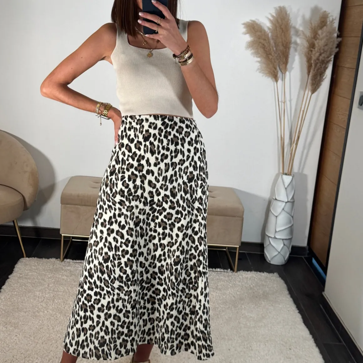 JUPE GAZE DE COTON LEOPARD