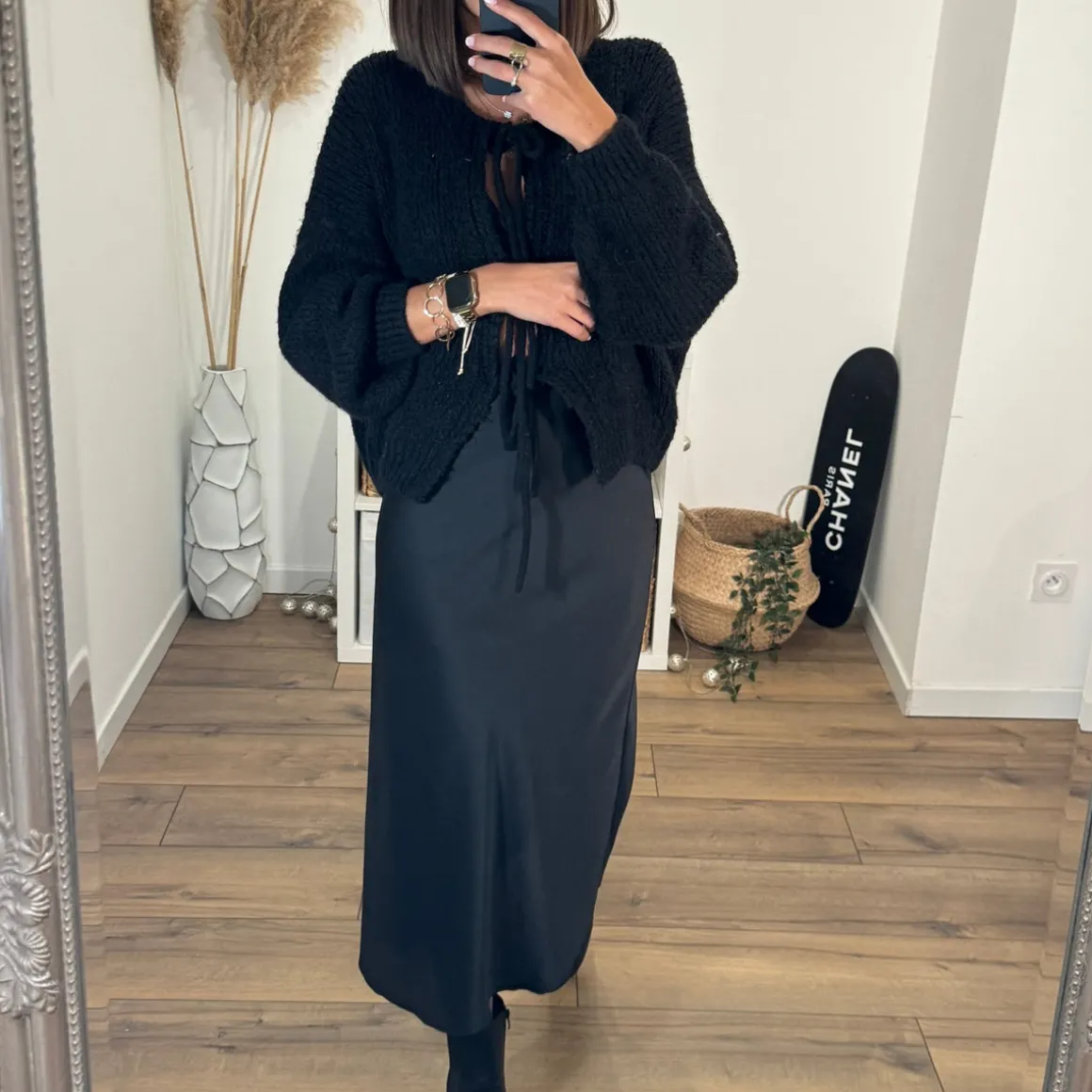 JUPE SATINÉE BLACK TALIA