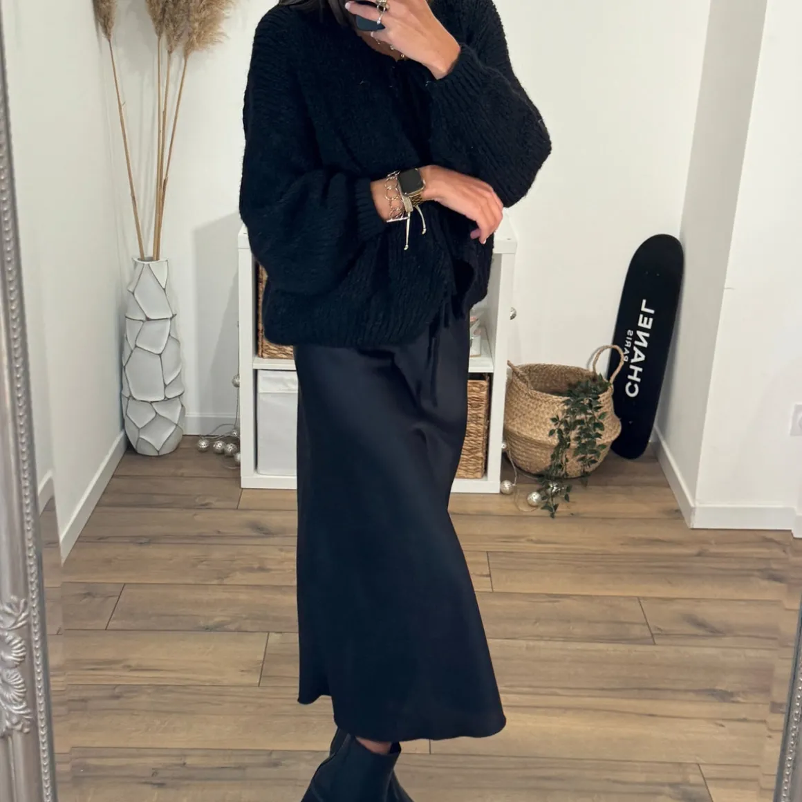 JUPE SATINÉE BLACK TALIA