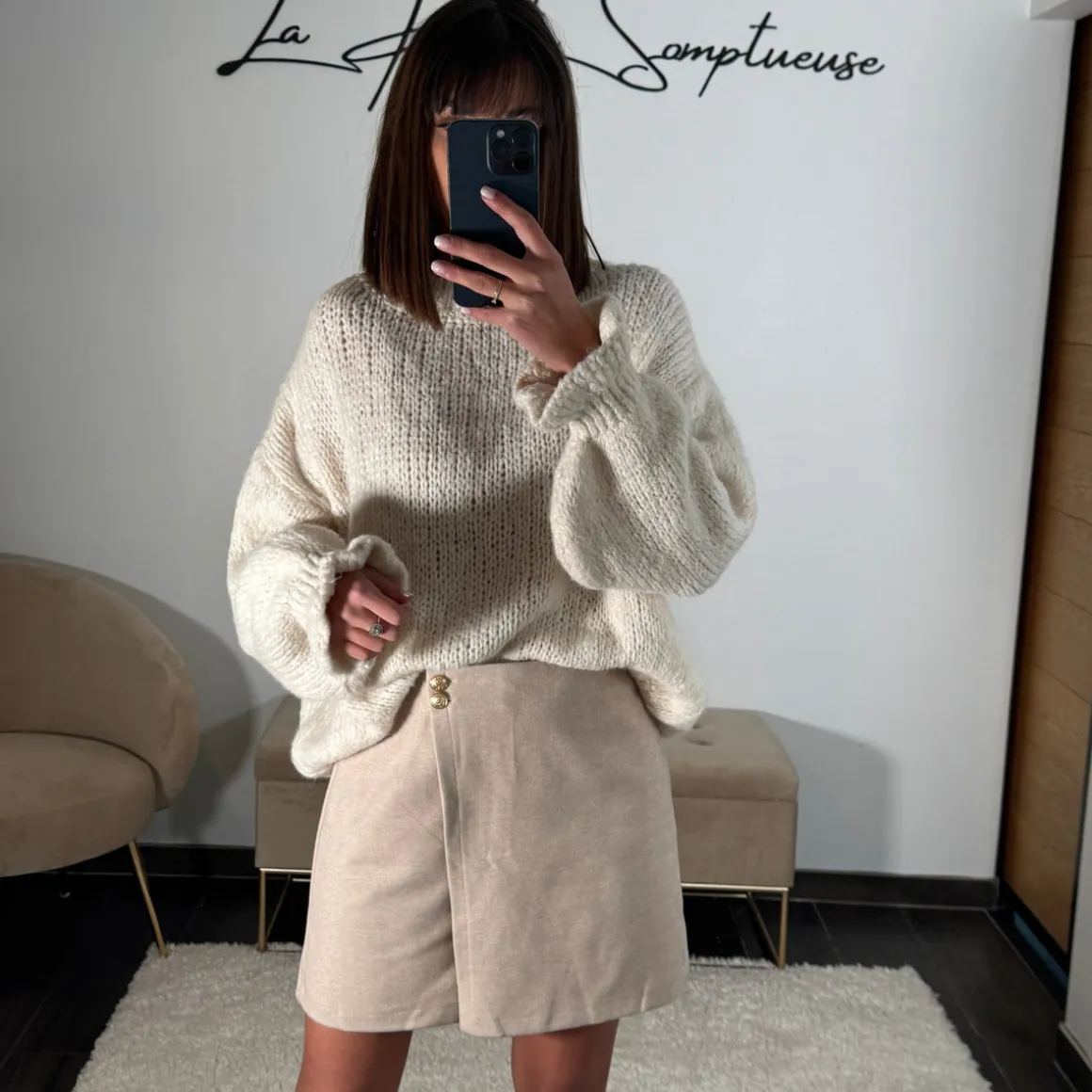 JUPE SHORT BEIGE LUCIE