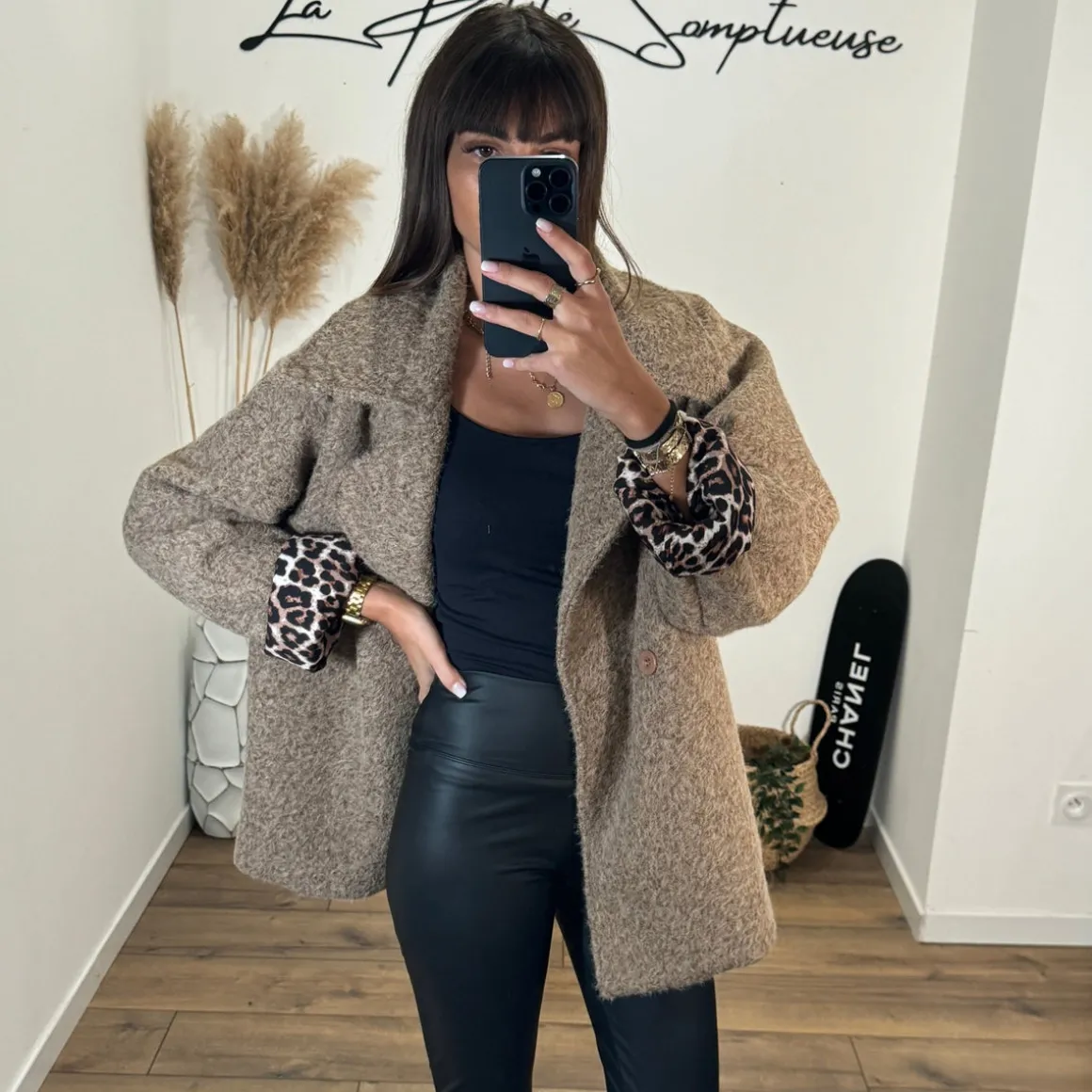 MANTEAU TAUPE/CAMEL LEO