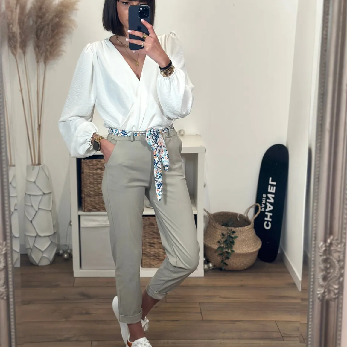 PANTALON BEIGE FOULARD DIEGO