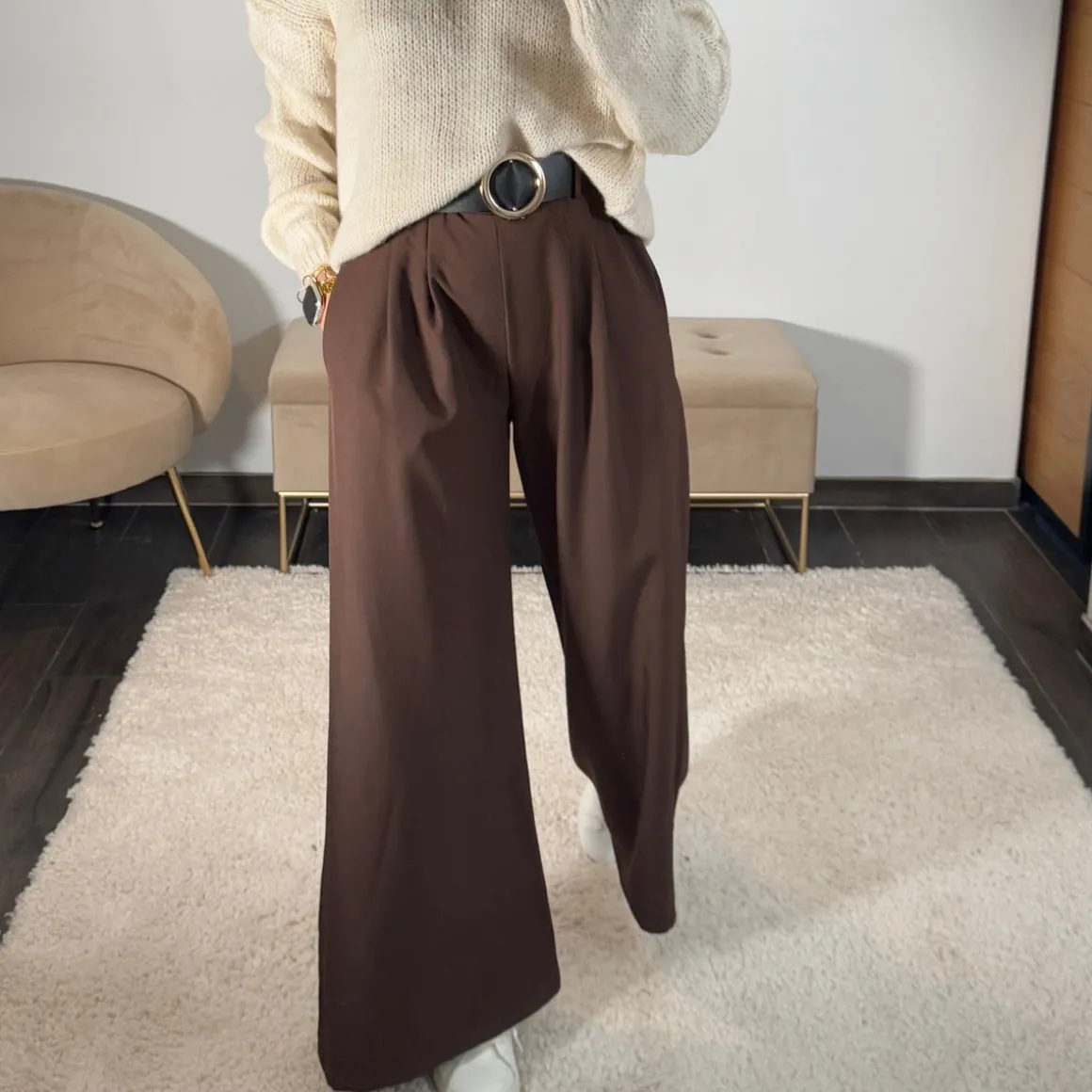 PANTALON CEINTURE CHOCOLAT PAUL