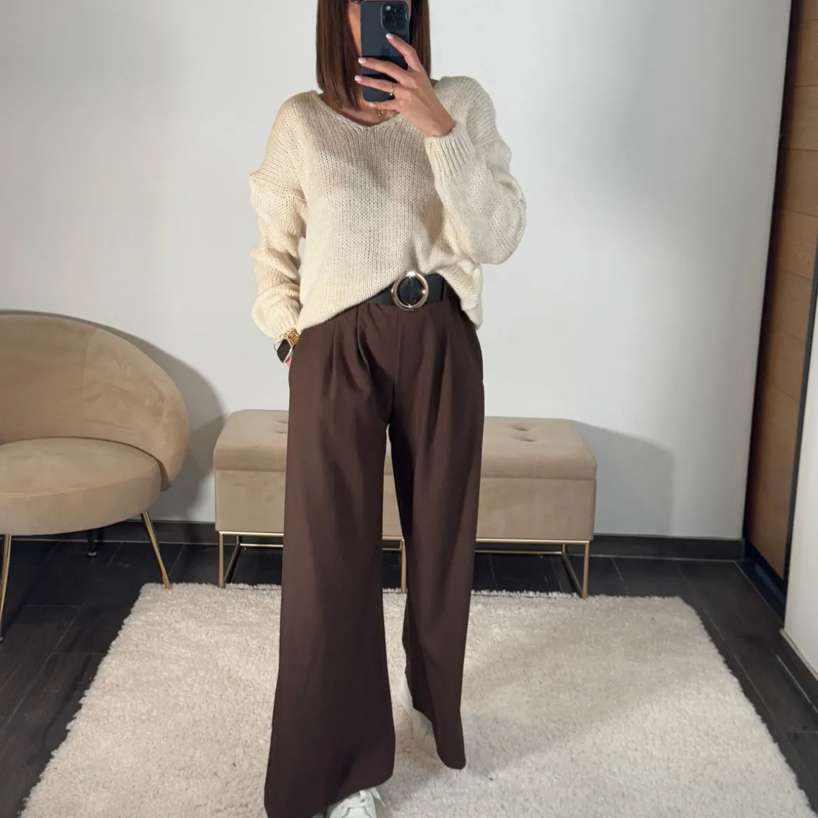 PANTALON CEINTURE CHOCOLAT PAUL