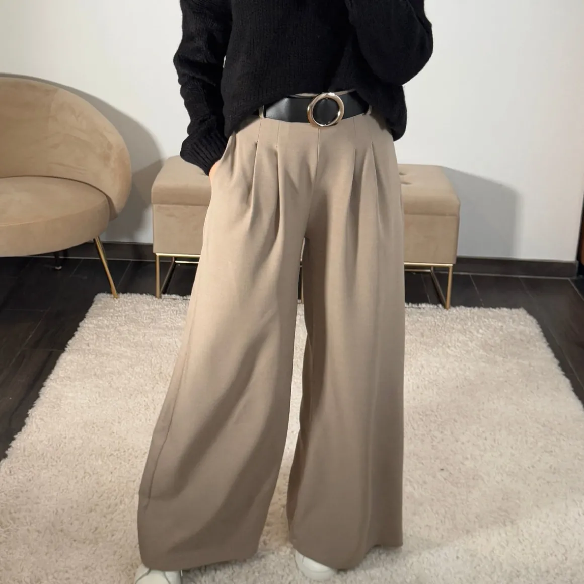 PANTALON CEINTURE TAUPE PAUL