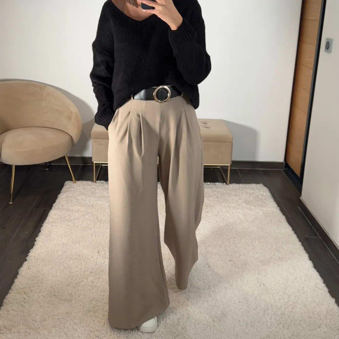 PANTALON CEINTURE TAUPE PAUL