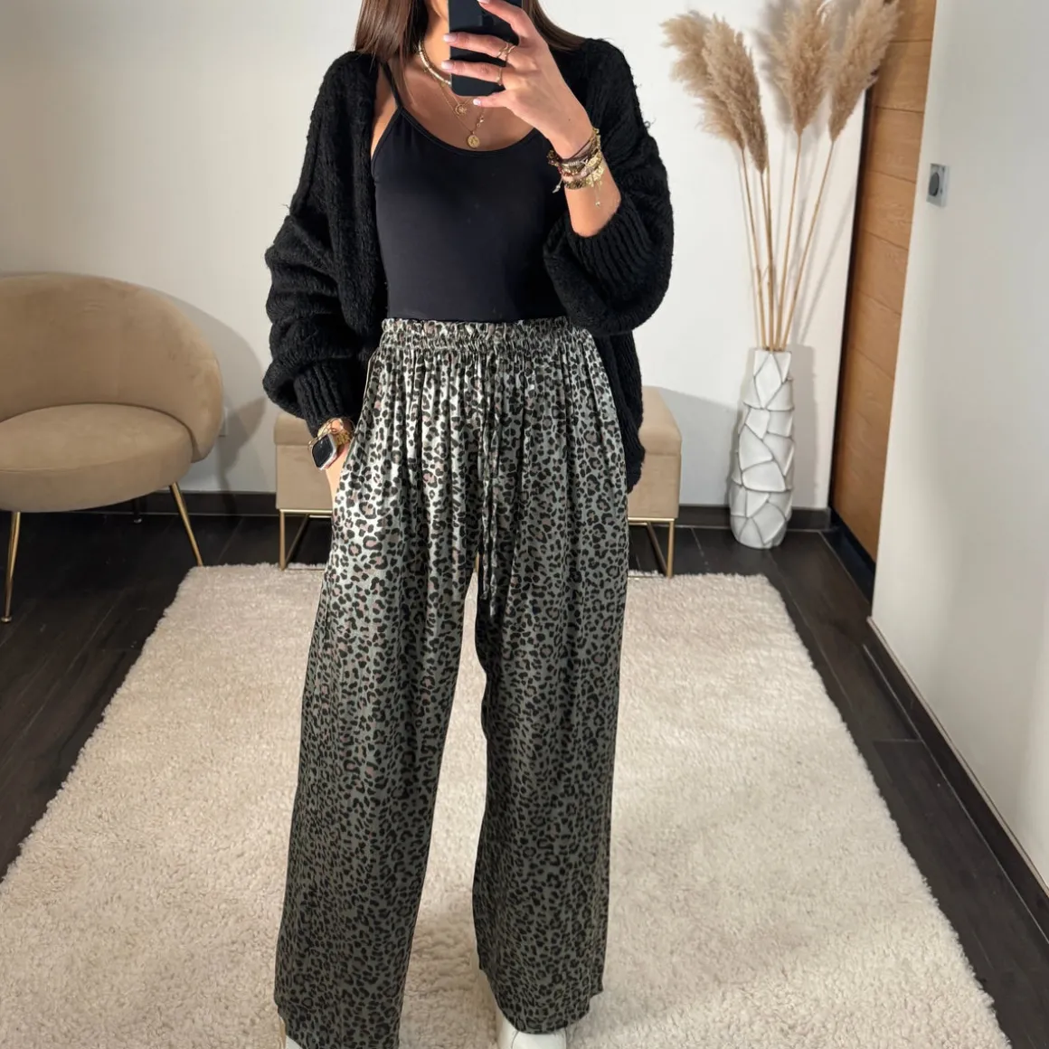 PANTALON LEOPARD KAKI DOLLY