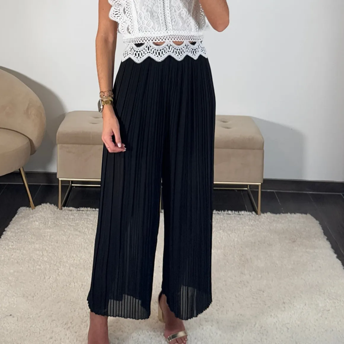 PANTALON NOIR PLISSEE ELIAS