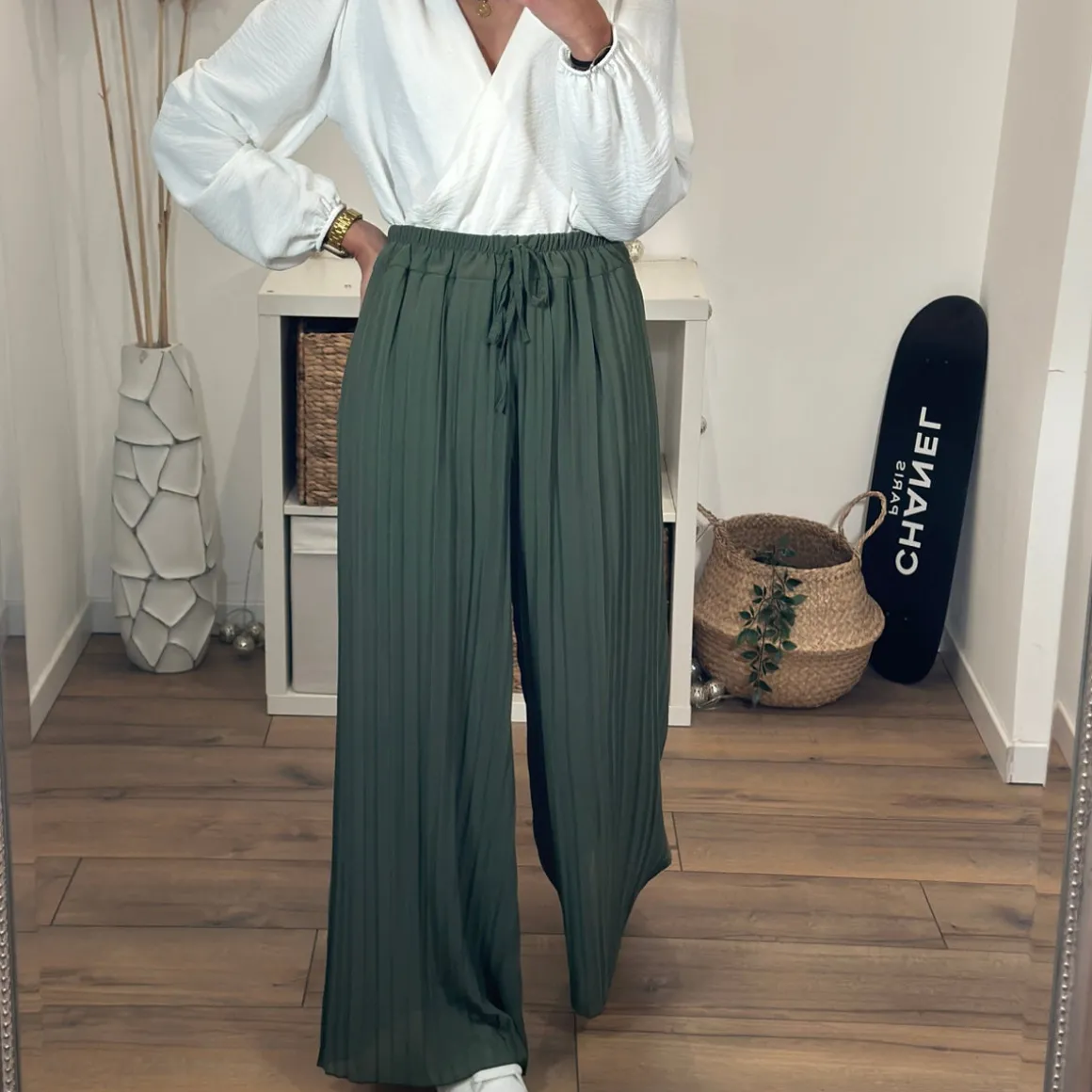 PANTALON PLISSÉ FLUIDE KAKI GASPARD