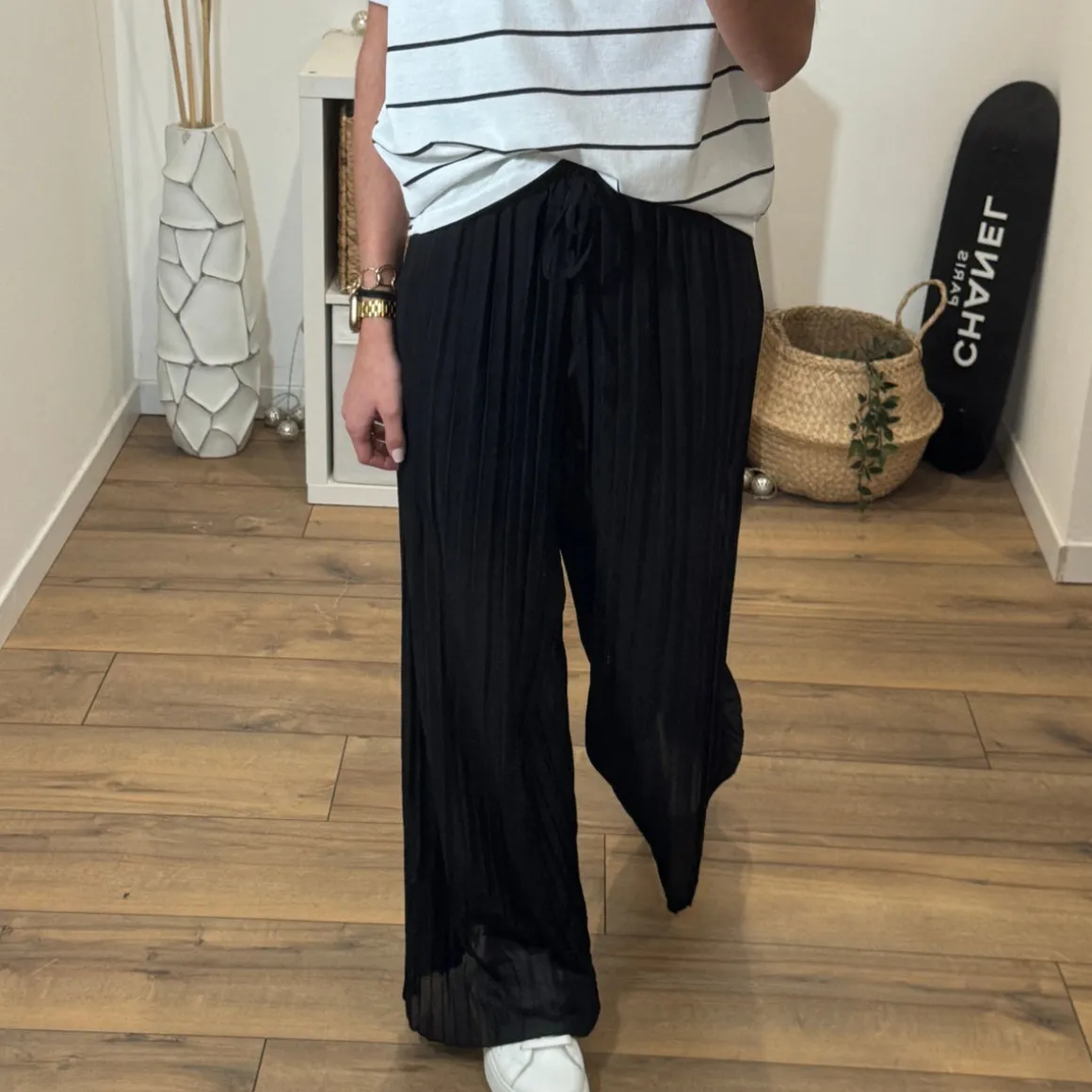 PANTALON PLISSÉ FLUIDE NOIR GASPARD
