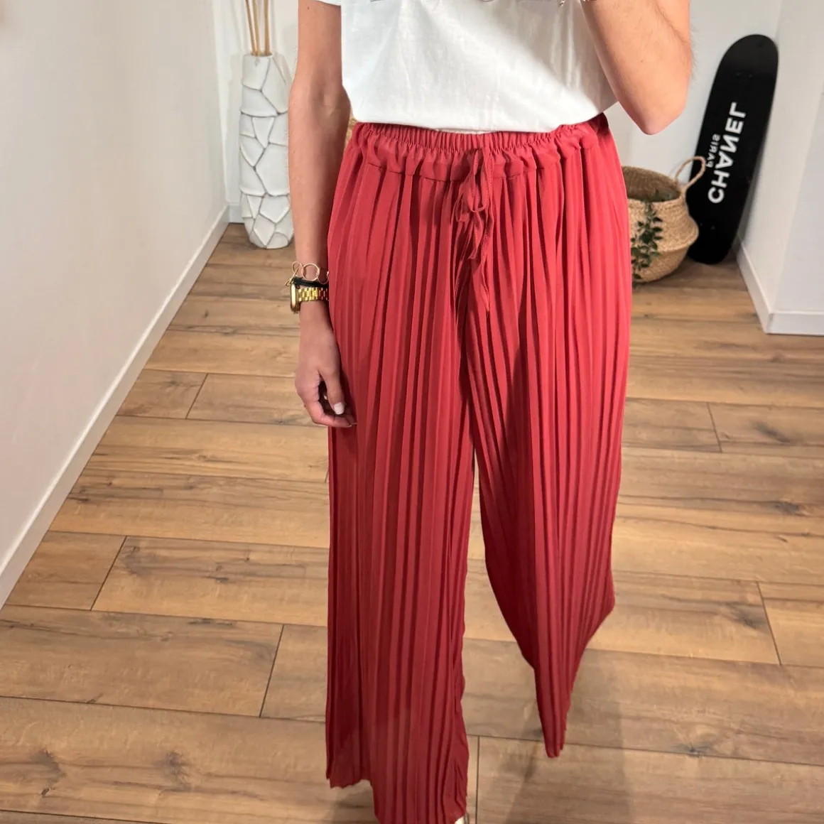 PANTALON PLISSÉ FLUIDE TERRACOTTA GASPARD