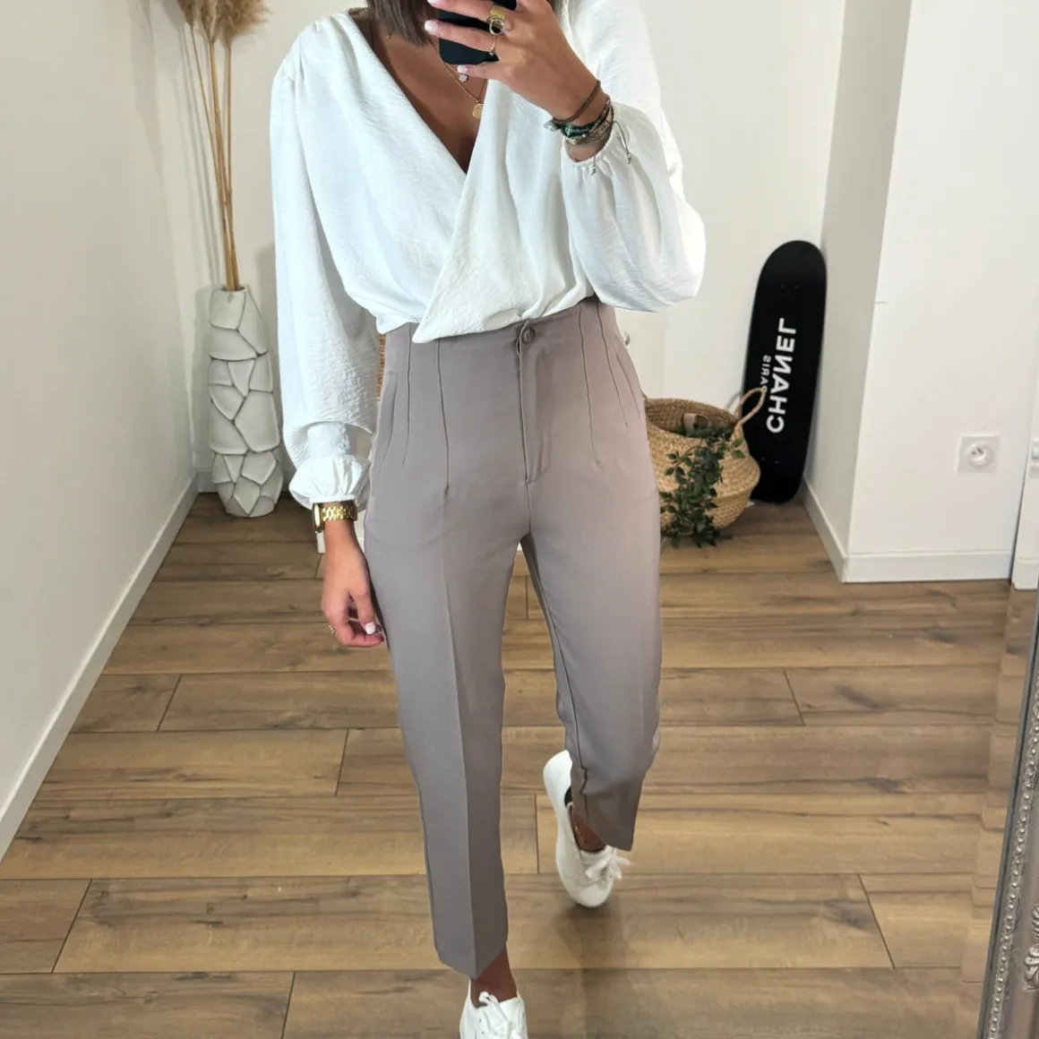 PANTALON TAILLEUR TAUPE ROBIN