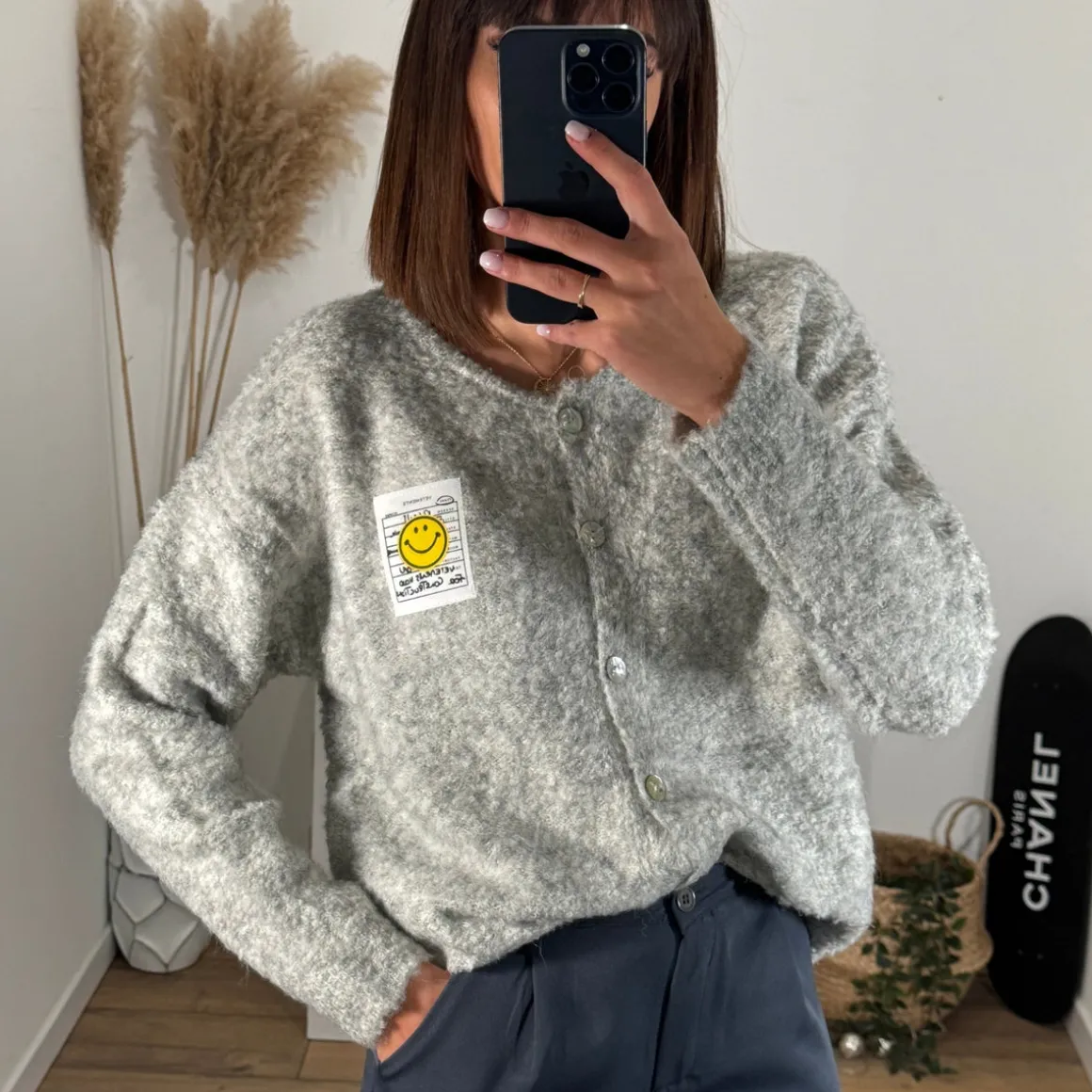 PULL GRIS SMILEY