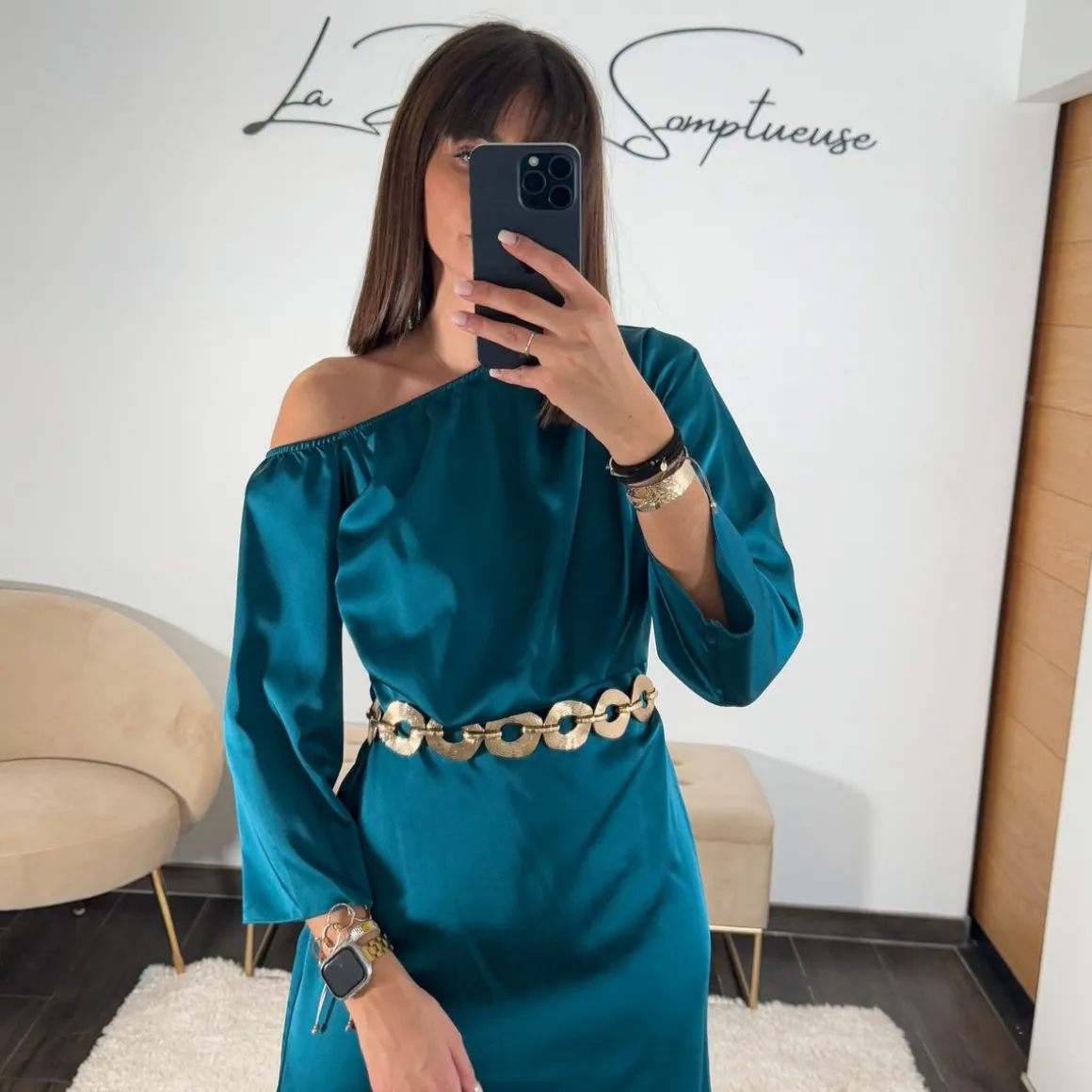 ROBE ASYMETRIQUE BLEU EMMY