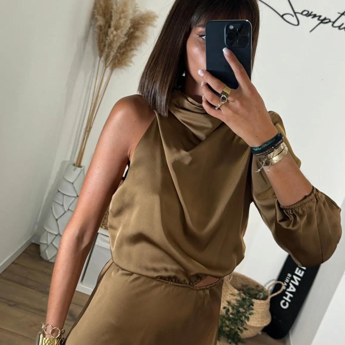 ROBE ASYMETRIQUE CAMEL LOLA