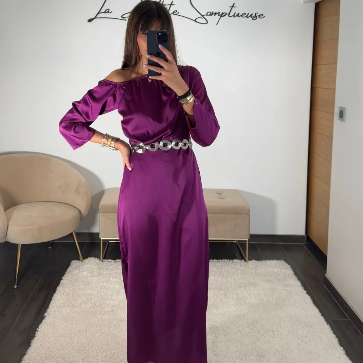 ROBE ASYMETRIQUE MAUVE EMMY