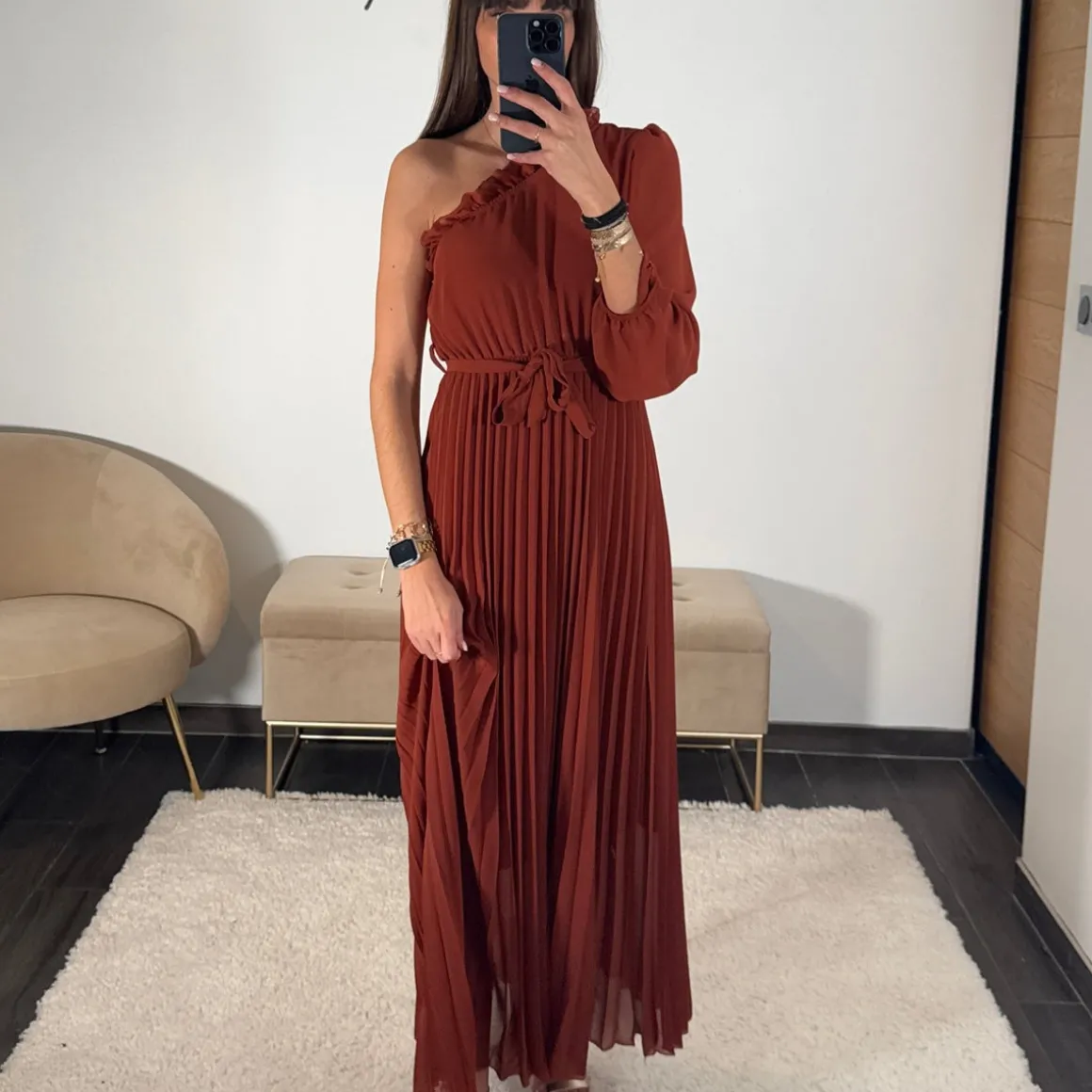 ROBE ASYMETRIQUE TERRACOTTA PERRINE
