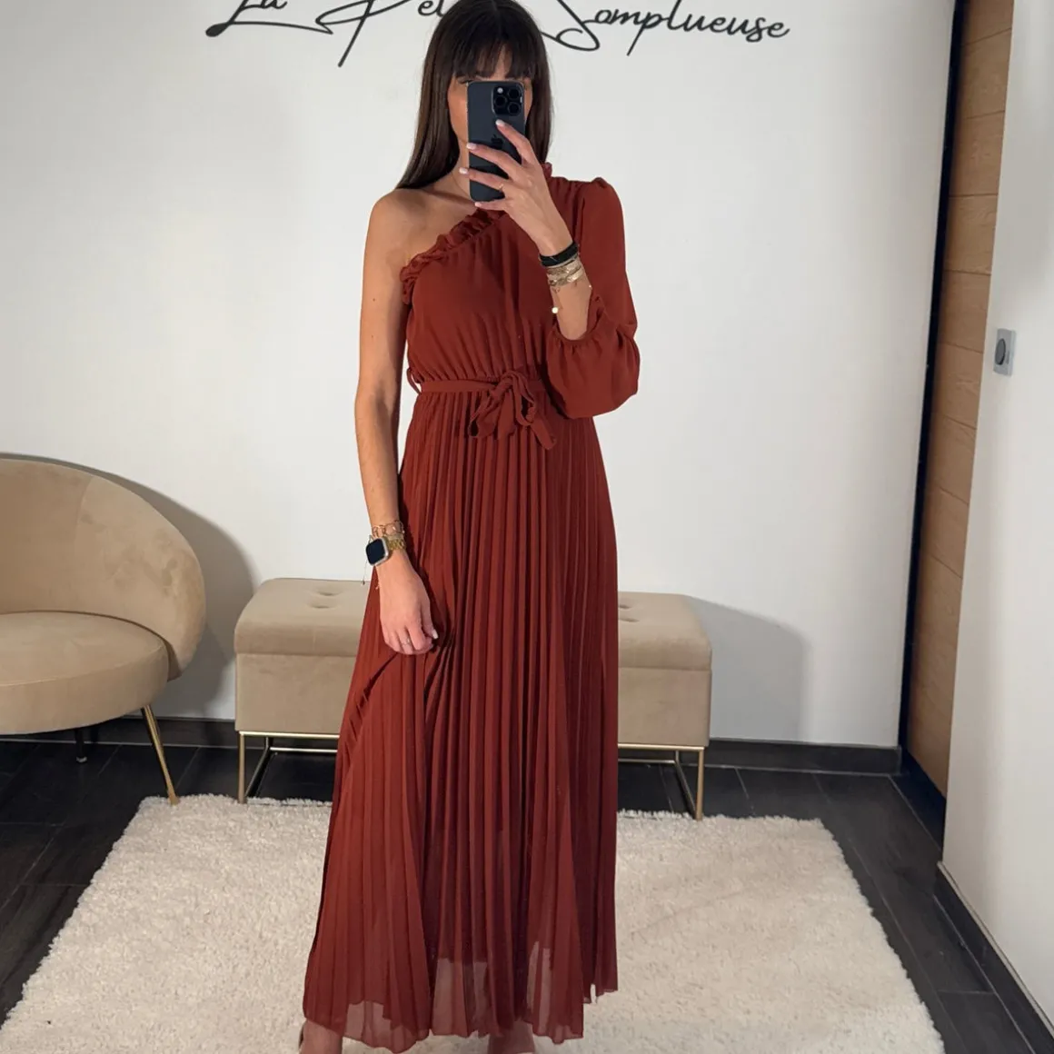 ROBE ASYMETRIQUE TERRACOTTA PERRINE