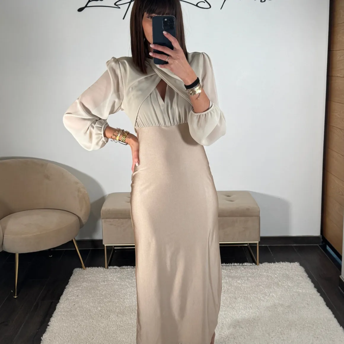 ROBE BEIGE/CHAMPAGNE CELIA