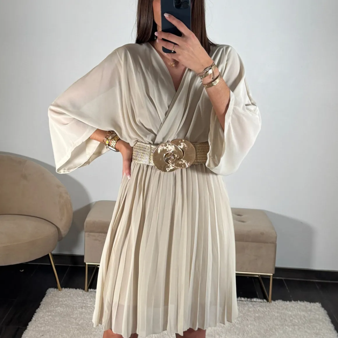 ROBE COURTE BEIGE ASTRID