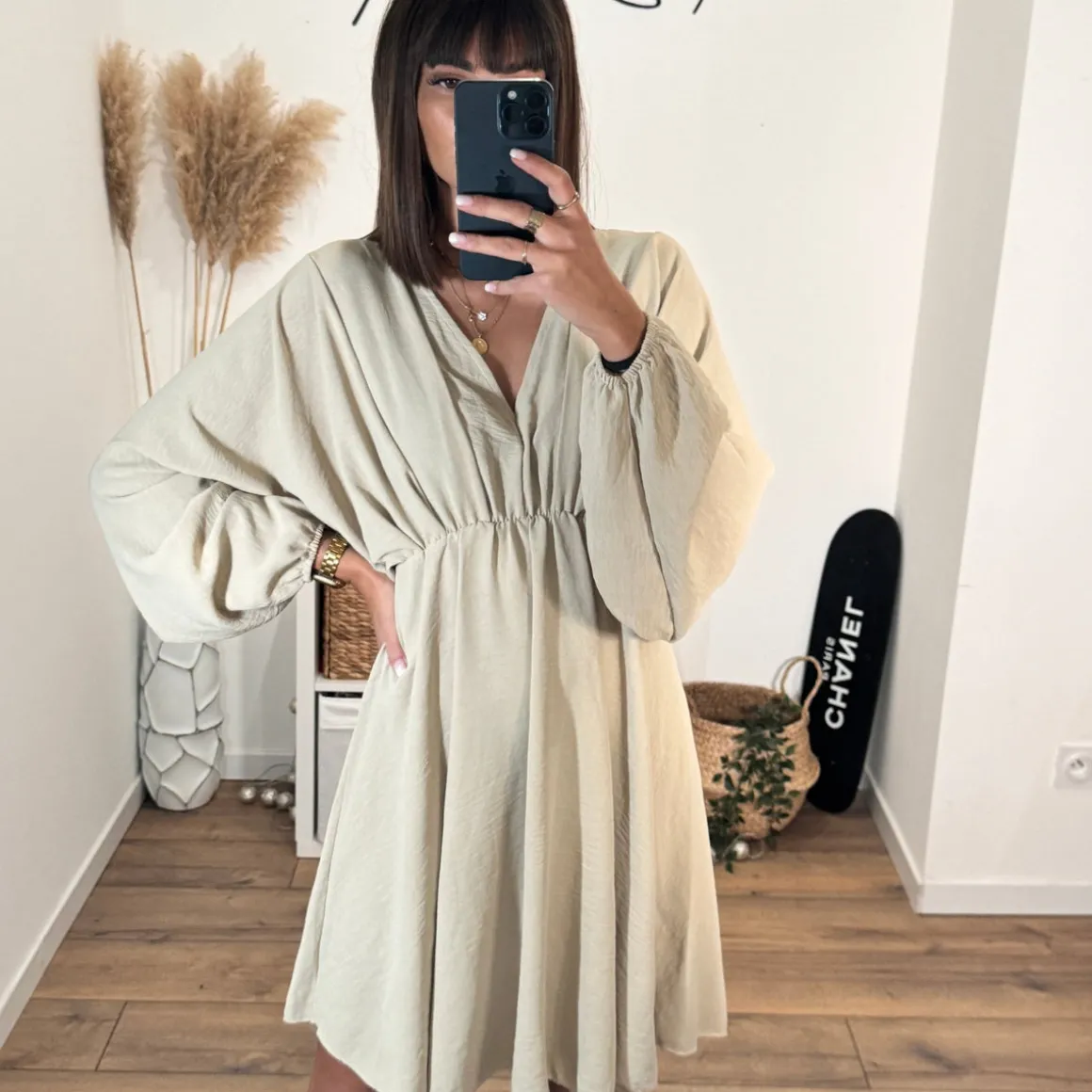 ROBE COURTE BEIGE DOMITILLE