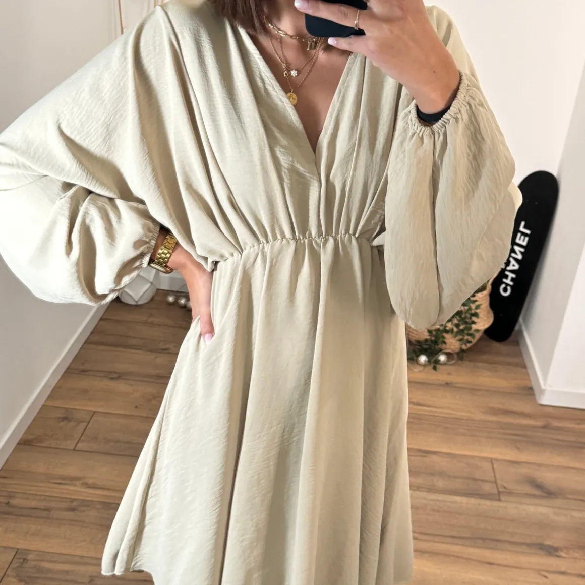 ROBE COURTE BEIGE DOMITILLE