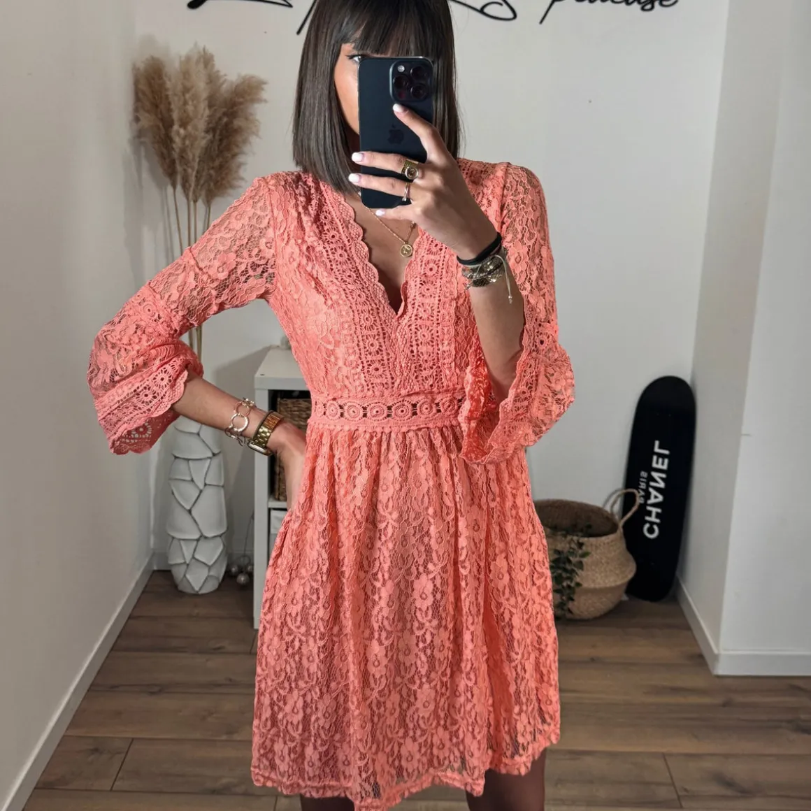 ROBE EN DENTELLE CORAIL LISON