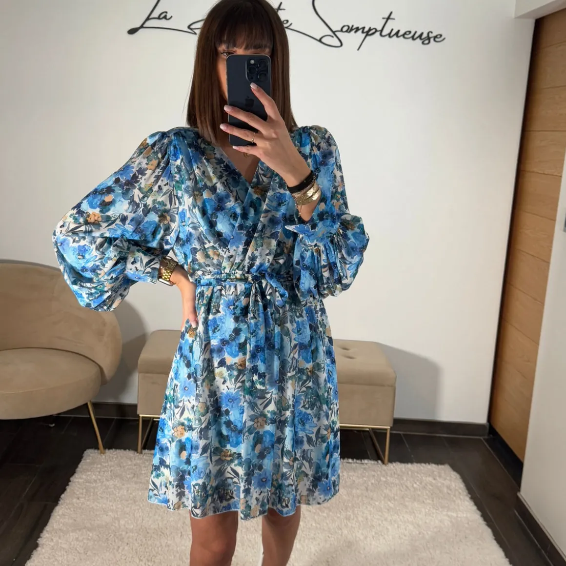 ROBE FLEURIE BLEU ANDREA